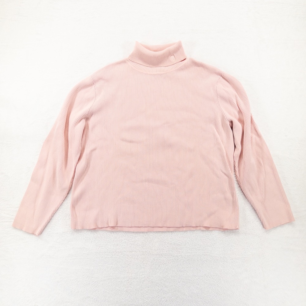 Lauren Ralph Lauren Womens Turtleneck Sweater 3X Pink Ribbed Knit Cotton Classic